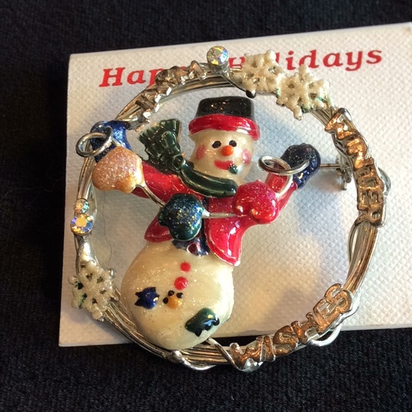 Vintage NWOT Snowman Brooch & Earrings - Picture 3 of 5